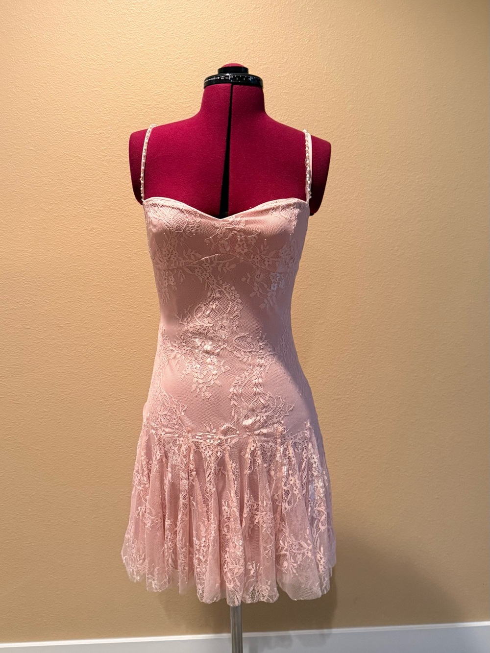 Windsor Blush Pink Lace Fit-and-Flare Slip Dress